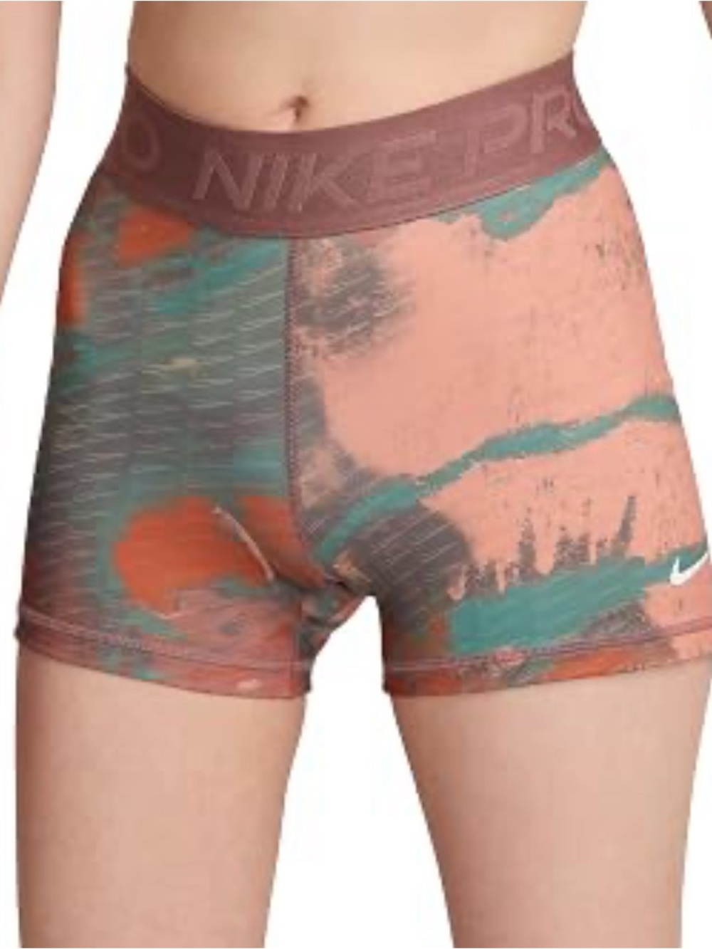 Nike pro womens shorts Orange/Multi Compression Shorts medium 3”
